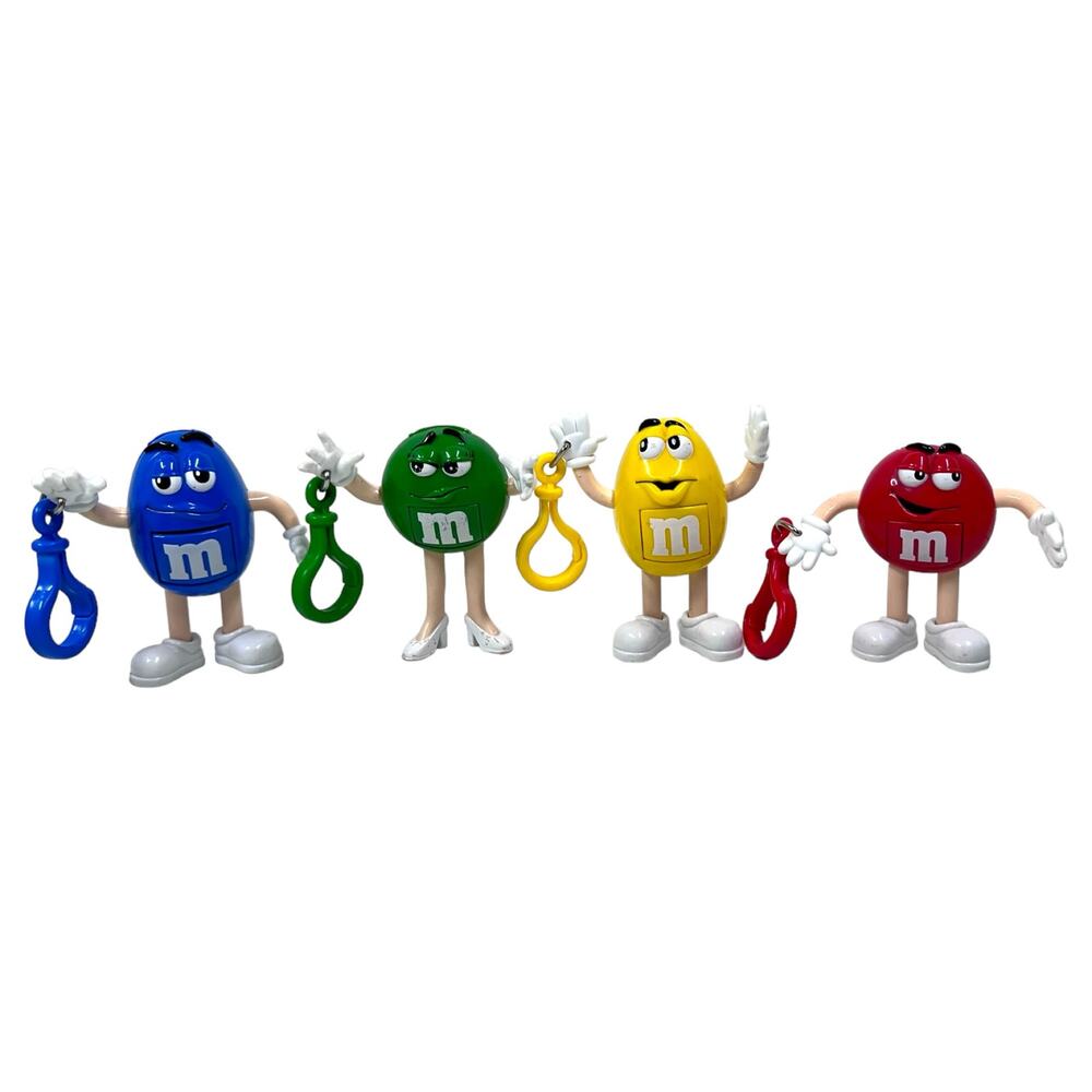 M&M"s Mars Blue Green Yellow Red Character Candy Dispenser Keychains 4" tall.‎